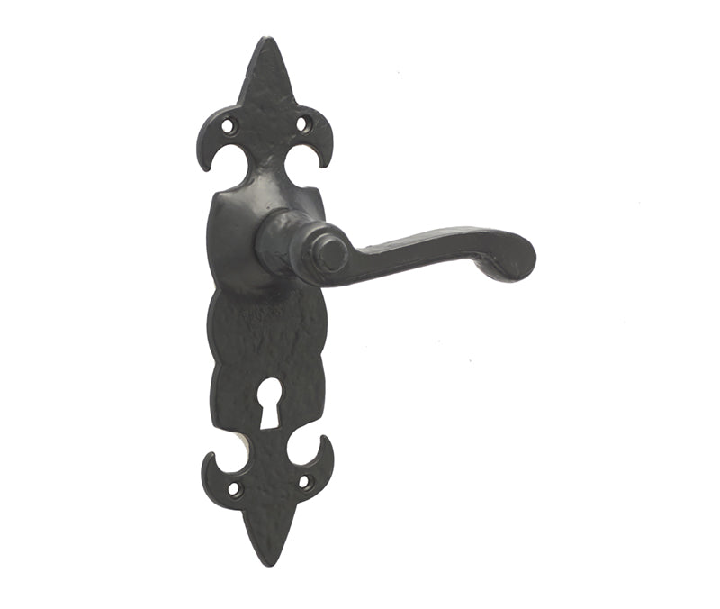 This is an image showing the Frelan - Fleur De Lys Lever Lock Handles available to order from T.H. Wiggans Ironmongery in Kendal