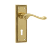 This is an image showing the Frelan - Georgian Suite Door Handle on Lockplate Polished Brass available to order from T.H. Wiggans Ironmongery in Kendal