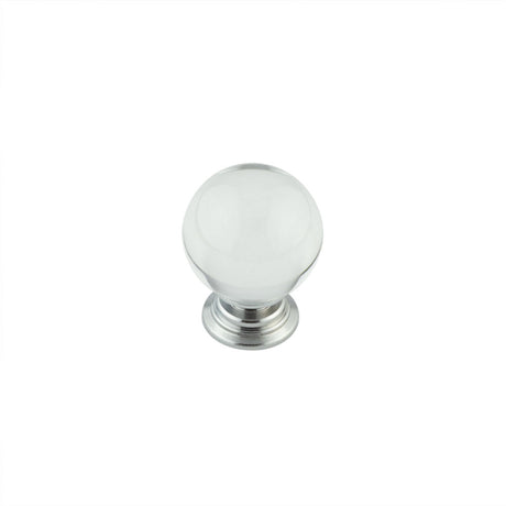 This is an image showing the Frelan - 30mm Polised Chrome Clear Glass Ball Cupboard Knob available to order from T.H. Wiggans Ironmongery in Kendal