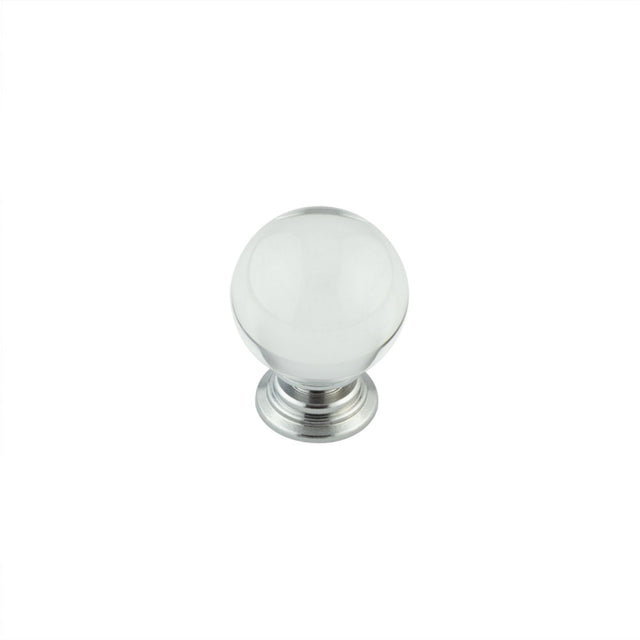 This is an image showing the Frelan - 35mm Polished Chrome Clear Glass Ball Cupboard Knob available to order from T.H. Wiggans Ironmongery in Kendal