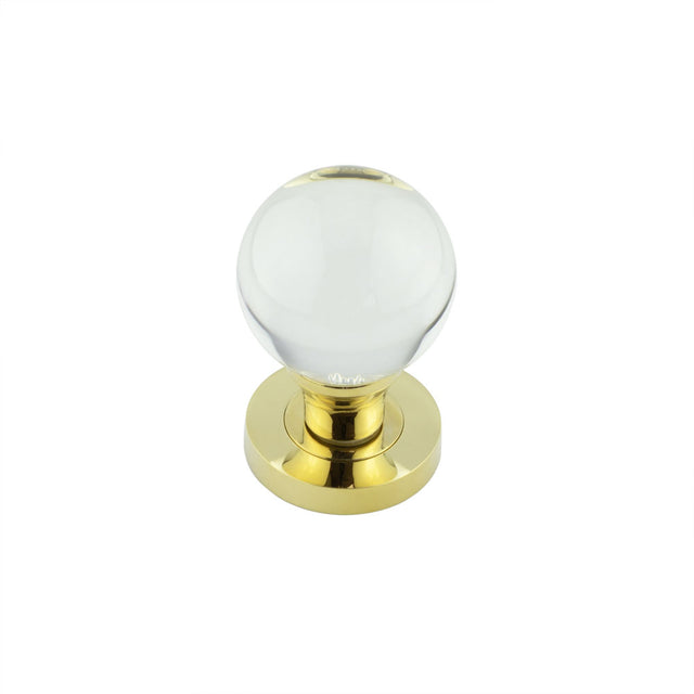 This is an image showing the Frelan - PVD Plain Ball Glass Mortice Knob available to order from T.H. Wiggans Ironmongery in Kendal