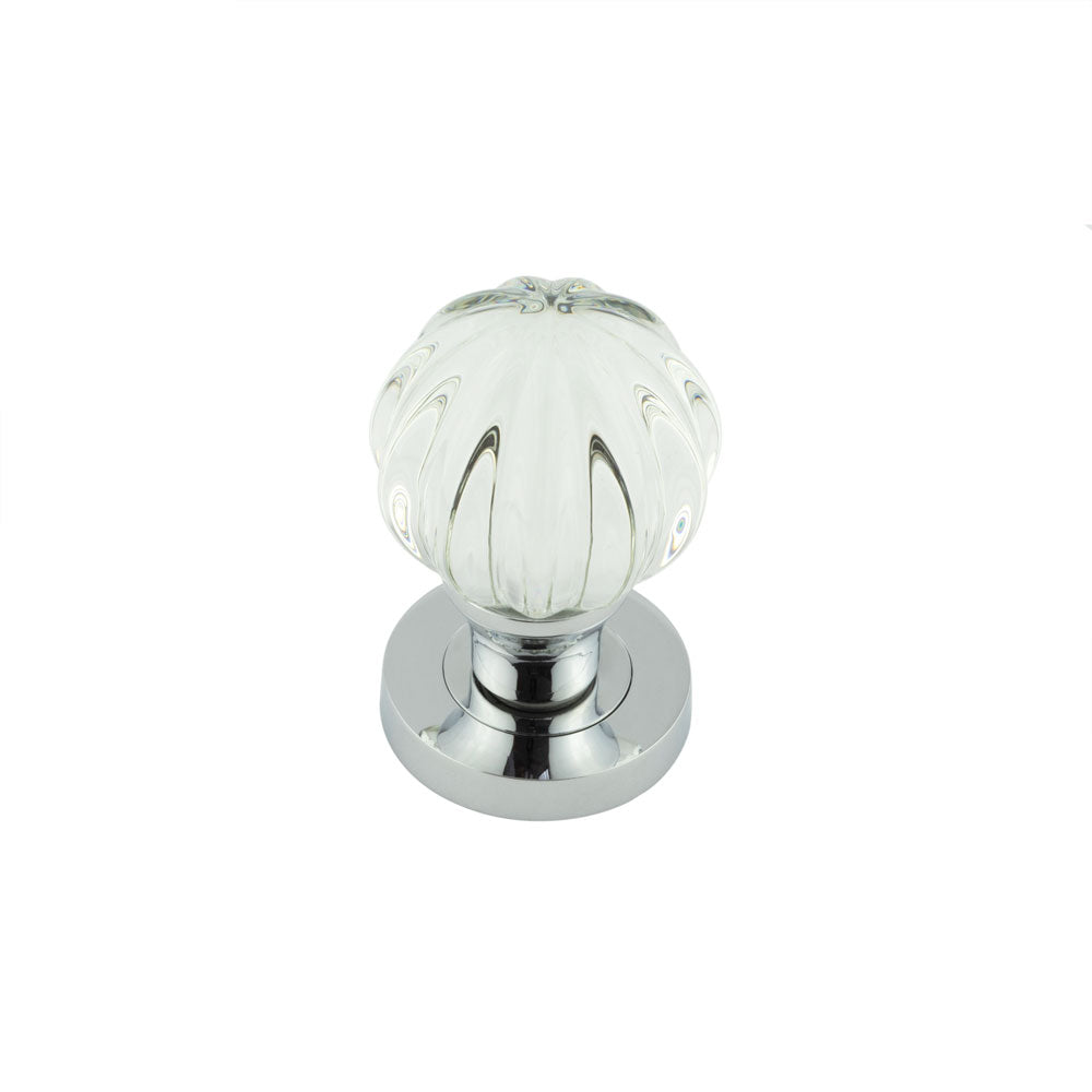 This is an image showing the Frelan - Polished Chrome Glass Pumpkin Mortice Knob available to order from T.H. Wiggans Ironmongery in Kendal