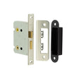 This is an image showing the Frelan - 76mm NP Bathroom lock square forend & radiused strike plate available to order from T.H. Wiggans Ironmongery in Kendal