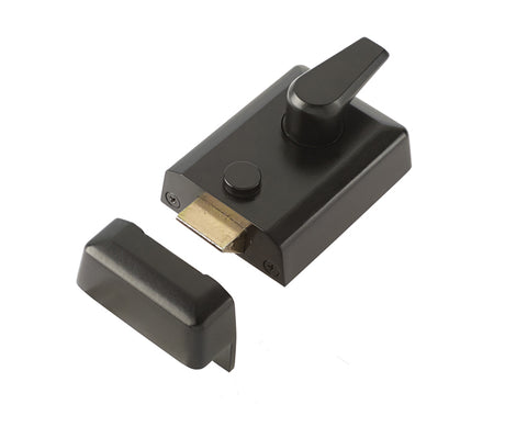 This is an image showing the Frelan - Black standard nightlatch available to order from T.H. Wiggans Ironmongery in Kendal