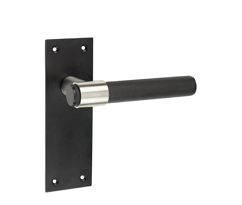 This is an image showing the Frelan - Nero T-Bar Door Handles on Latchplate available to order from T.H. Wiggans Ironmongery in Kendal