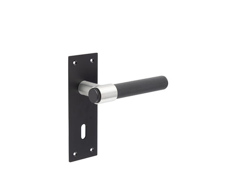 This is an image showing the Frelan - Nero T-Bar Door Handles on Lockplate available to order from T.H. Wiggans Ironmongery in Kendal