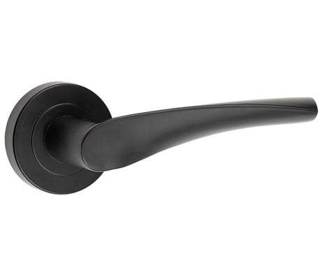 This is an image showing the Frelan - Vecta lever on rose Matt Black available to order from T.H. Wiggans Ironmongery in Kendal