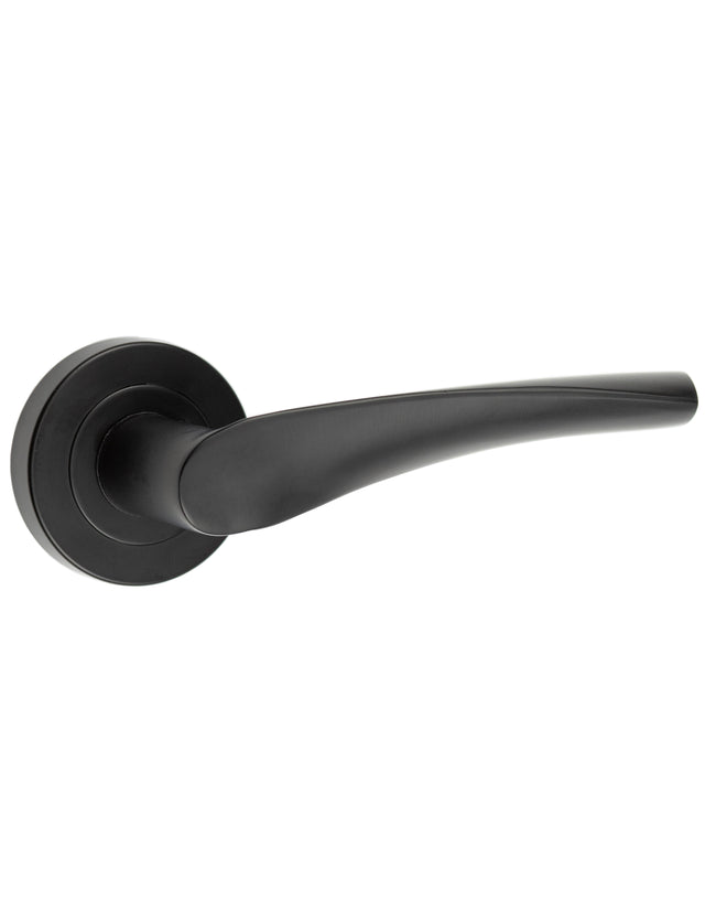 This is an image showing the Frelan - Twirl MB lever on rose available to order from T.H. Wiggans Ironmongery in Kendal