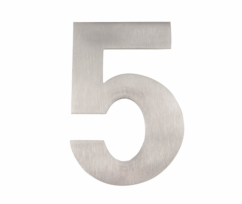 This is an image showing the Frelan - 150mm No.5 Numeral - Grade 304 Satin Stainless Steel available to order from T.H. Wiggans Ironmongery in Kendal