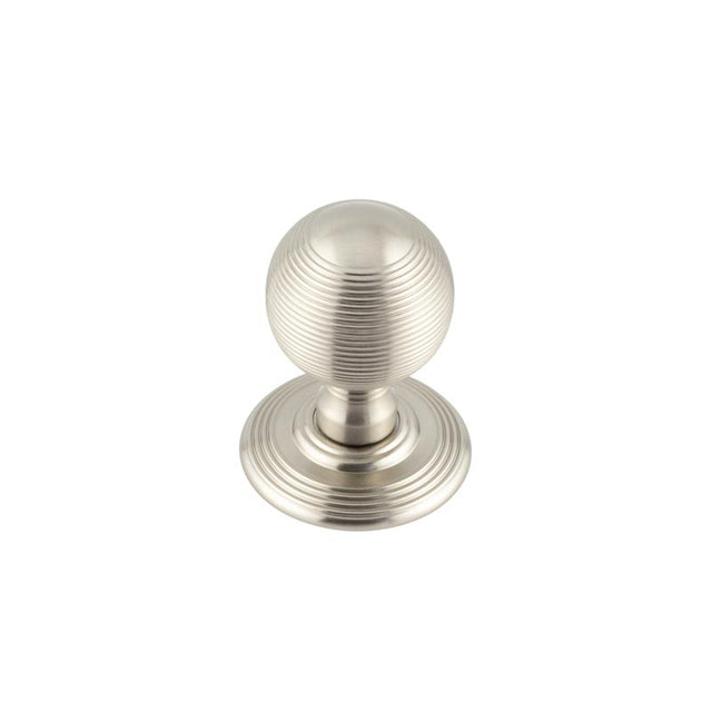 This is an image showing the Frelan - Reeded Unsprung Mortice Knobs - Satin Nickel available to order from T.H. Wiggans Ironmongery in Kendal