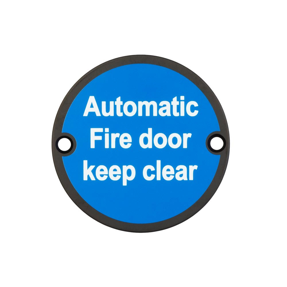 This is an image showing the Frelan - Stainless Steel Automatic Fire Door Keep Clear 75mm Black available to order from T.H. Wiggans Ironmongery in Kendal