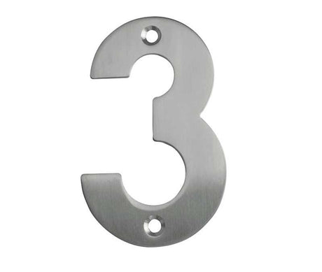 This is an image showing the Frelan - 100mm No.3 Numeral - Grade 304 Satin Stainless Steel available to order from T.H. Wiggans Ironmongery in Kendal