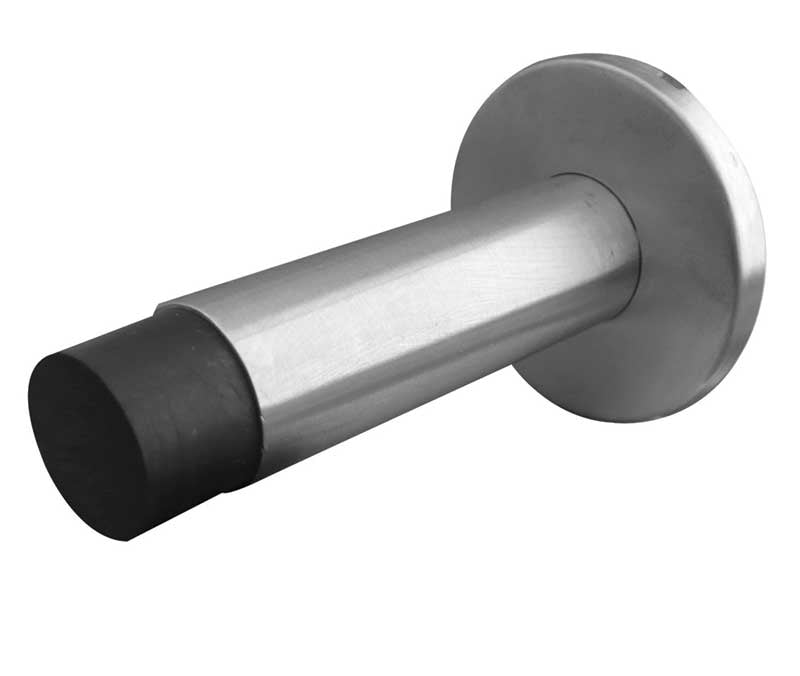 This is an image showing the Frelan - Cylinder Projecting Door Stop with Rose - Grade 304 Satin Stainless Ste available to order from T.H. Wiggans Ironmongery in Kendal