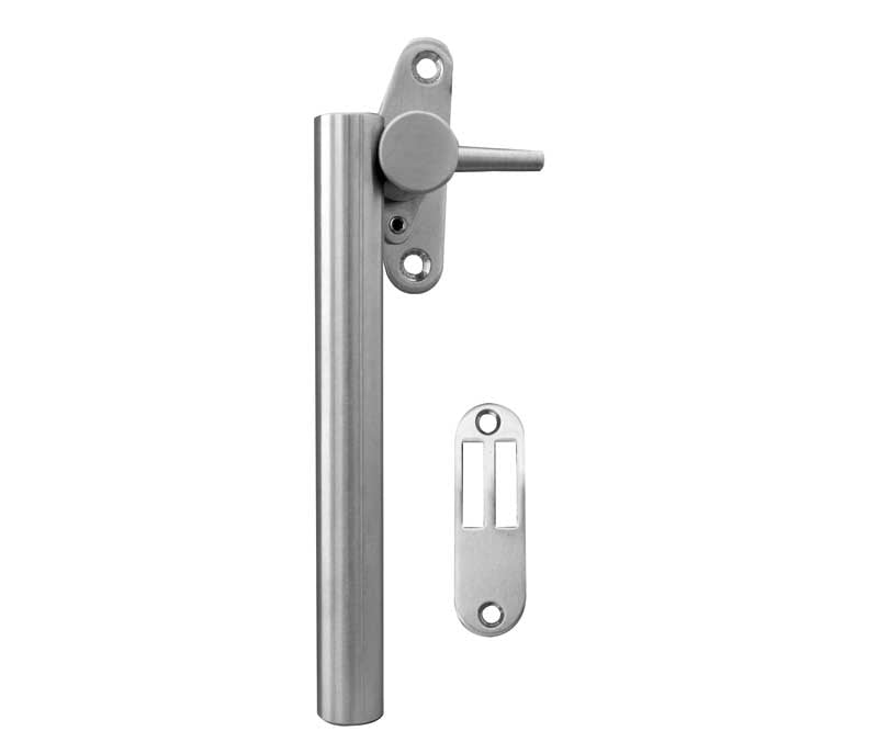 This is an image showing the Frelan - Round Bar Casement Fastener c/w Mortice Plate Left Hand - Grade 304 Sat available to order from T.H. Wiggans Ironmongery in Kendal