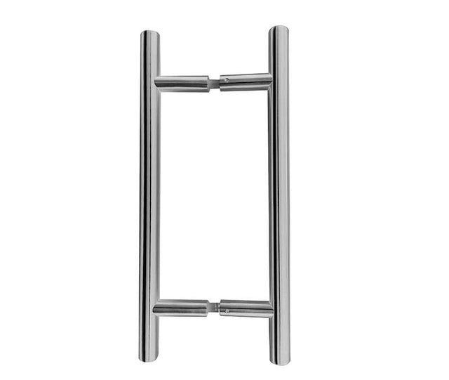 This is an image showing the Frelan - Back to Back Guardsman Pull Handle 325x19mm (225mm Centres) - Grade 304 available to order from T.H. Wiggans Ironmongery in Kendal
