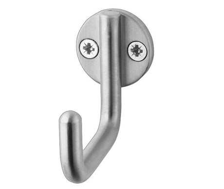 This is an image showing the Frelan - Single Robe Hook - Grade 304 Satin Stainless Steel available to order from T.H. Wiggans Ironmongery in Kendal