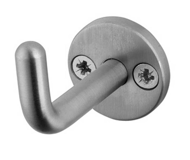 This is an image showing the Frelan - Single Robe Hook - Grade 304 Satin Stainless Steel available to order from T.H. Wiggans Ironmongery in Kendal