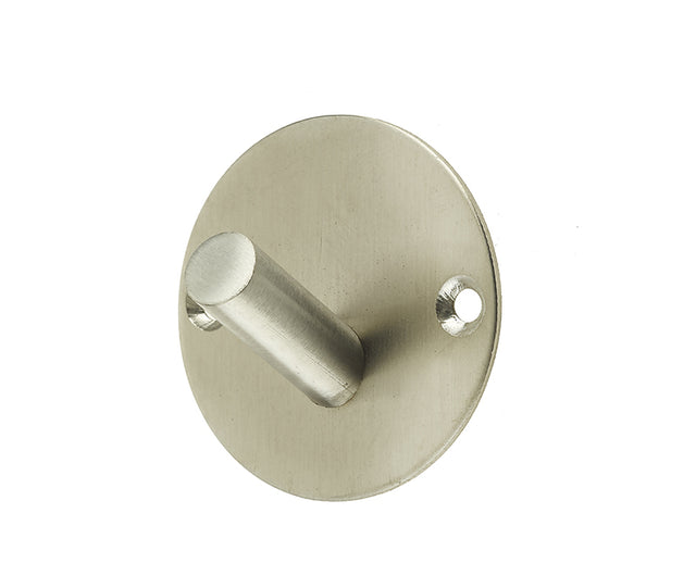 This is an image showing the Frelan - Single Robe Hook - Grade 304 Satin Stainless Steel available to order from T.H. Wiggans Ironmongery in Kendal