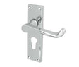 This is an image showing the Frelan - Victorian Scroll Door Handle on Euro Profile Lockplate Polished Chrome available to order from T.H. Wiggans Ironmongery in Kendal