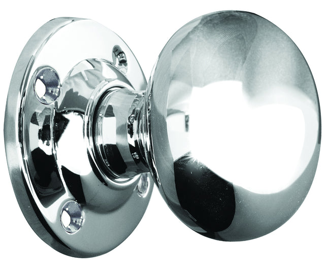 This is an image showing the Frelan - Mushroom Unsprung Mortice Knobs - Polished Chrome available to order from T.H. Wiggans Ironmongery in Kendal