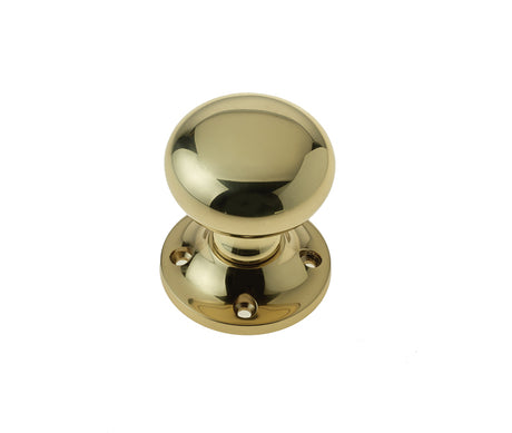 This is an image showing the Frelan - Mushroom Unsprung Rim Knobs - Polished Brass available to order from T.H. Wiggans Ironmongery in Kendal