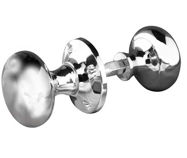 This is an image showing the Frelan - Mushroom Unsprung Rim Knobs - Polished Chrome available to order from T.H. Wiggans Ironmongery in Kendal