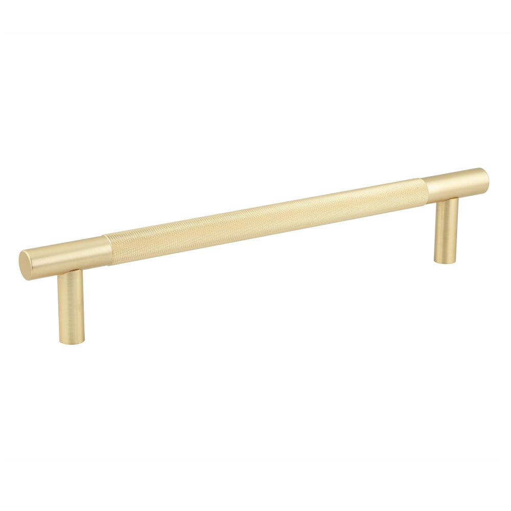 This is an image showing the Frelan - Bari Pull Handles 300mm Satin Brass Bolt Through available to order from T.H. Wiggans Ironmongery in Kendal