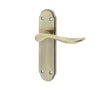 This is an image showing the Frelan - Henley Lever Latch Handles on Backplate - Antique Brass available to order from T.H. Wiggans Ironmongery in Kendal