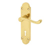 This is an image showing the Frelan - Epsom Standard Lock Handles on Backplates - Polished Brass available to order from T.H. Wiggans Ironmongery in Kendal