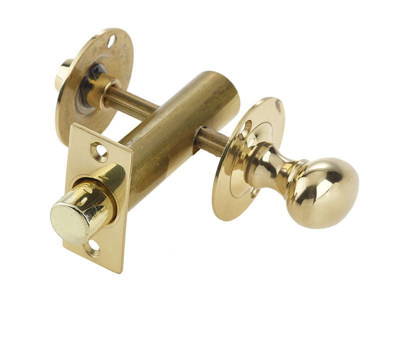 This is an image showing the Frelan - Bathroom Bolt c/w Mortice Bolt - Polished Brass available to order from T.H. Wiggans Ironmongery in Kendal