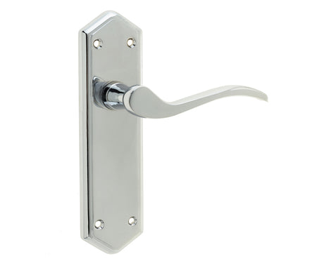 This is an image showing the Frelan - Paris Lever Handles on Backplates - Polished Chrome available to order from T.H. Wiggans Ironmongery in Kendal