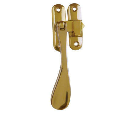 This is an image showing the Frelan - Non Locking Casement Fastener c/w Hook & Mortice Plate - Polished Brass available to order from T.H. Wiggans Ironmongery in Kendal