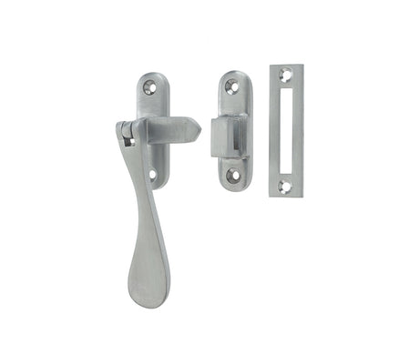 This is an image showing the Frelan - Non Locking Casement Fastener c/w Hook & Mortice Plate - Satin Chrome available to order from T.H. Wiggans Ironmongery in Kendal