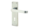 This is an image showing the Frelan - Victorian Straight Door Handle on Lockplate Satin Chrome available to order from T.H. Wiggans Ironmongery in Kendal