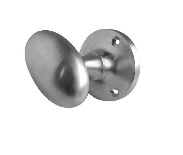 This is an image showing the Frelan - Kontrax Oval Mortice Knobs - Satin Chrome available to order from T.H. Wiggans Ironmongery in Kendal