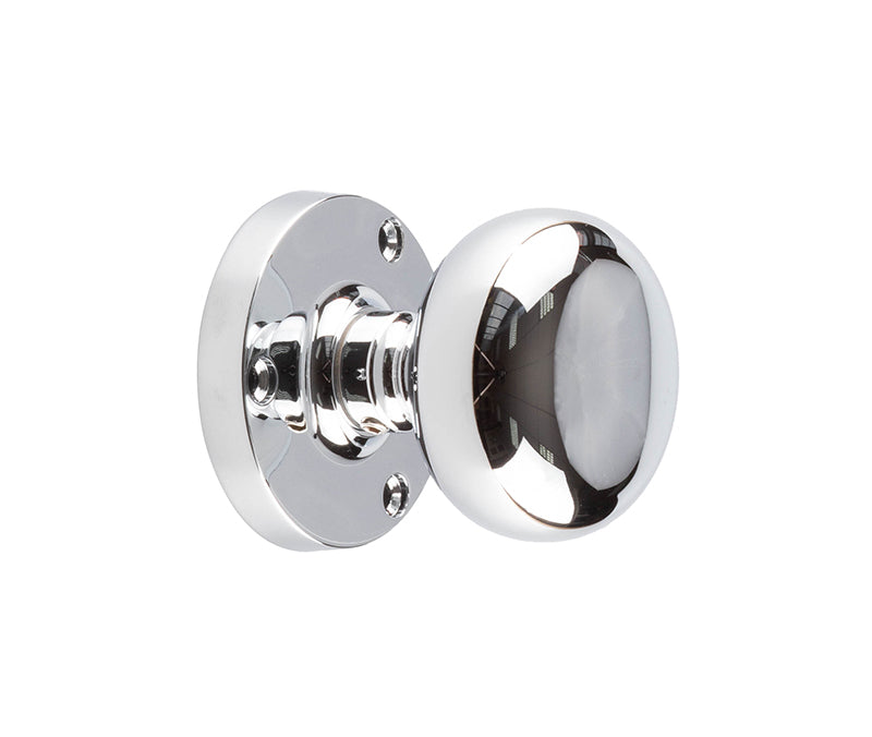 This is an image showing the Frelan - Mushroom Half Sprung Mortice Knobs - Polished Chrome available to order from T.H. Wiggans Ironmongery in Kendal