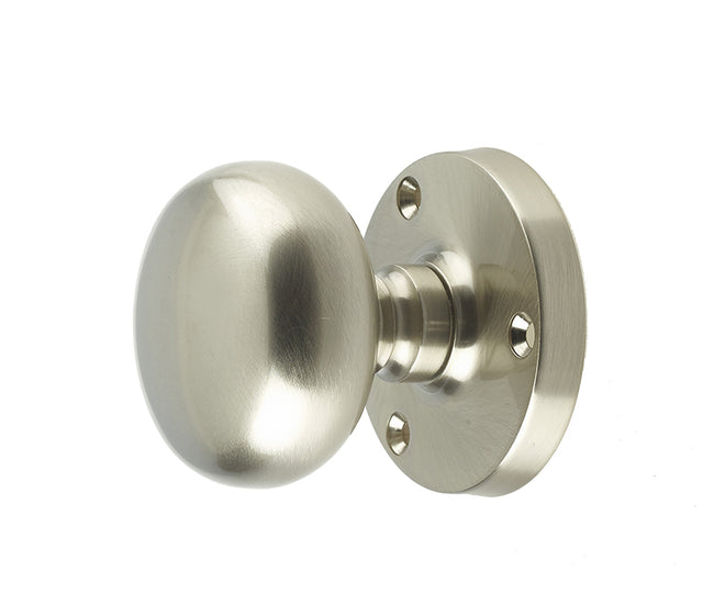 This is an image showing the Frelan - Mushroom Half Sprung Mortice Knobs - Satin Nickel available to order from T.H. Wiggans Ironmongery in Kendal