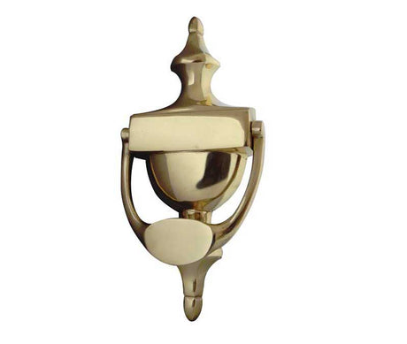 This is an image showing the Frelan - Urn Door Knocker 170mm - Polished Brass available to order from T.H. Wiggans Ironmongery in Kendal