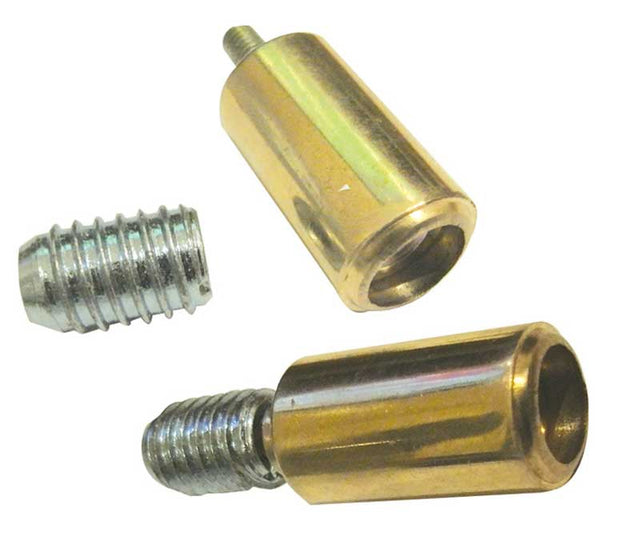 This is an image showing the Frelan - Locking Sash Stops c/w 4 x Screws & 2 Barrels - Polished Brass available to order from T.H. Wiggans Ironmongery in Kendal