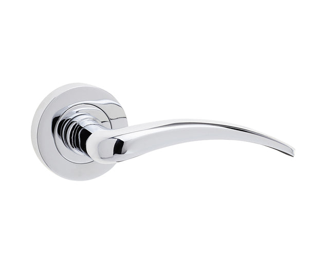 This is an image showing the Frelan - Gull Levers on Round Rose - Polished Chrome available to order from T.H. Wiggans Ironmongery in Kendal