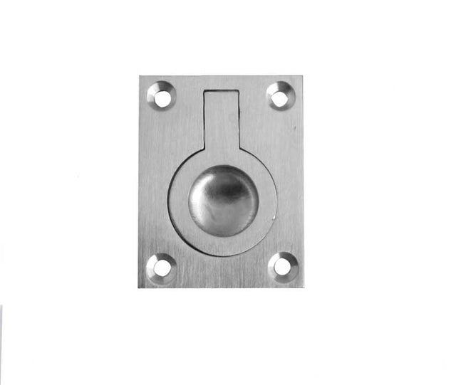 This is an image showing the Frelan - 38x50mm Flush Ring - Satin Chrome available to order from T.H. Wiggans Ironmongery in Kendal