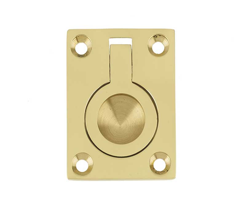 This is an image showing the Frelan - 50x63mm Flush Ring - Polished Brass available to order from T.H. Wiggans Ironmongery in Kendal