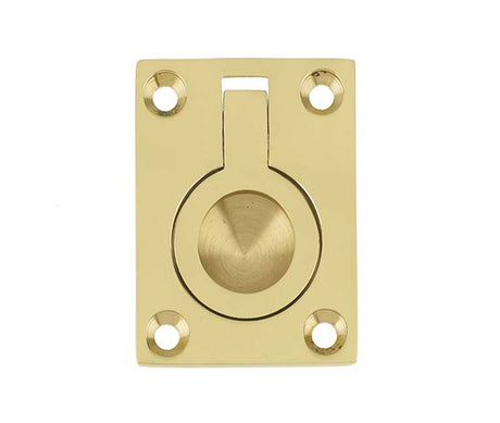 This is an image showing the Frelan - 50x63mm Flush Ring - Polished Brass available to order from T.H. Wiggans Ironmongery in Kendal