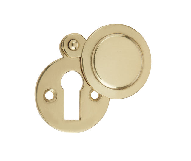 This is an image showing the Frelan - Round Covered Escutcheon Standard Keyway - Polished Brass available to order from T.H. Wiggans Ironmongery in Kendal