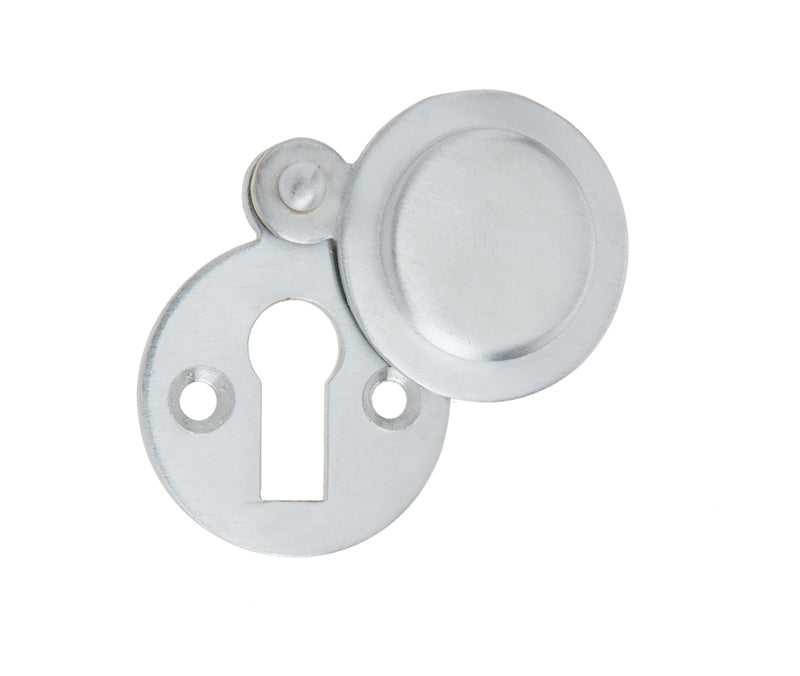 This is an image showing the Frelan - Round Covered Escutcheon Standard Keyway - Satin Chrome available to order from T.H. Wiggans Ironmongery in Kendal