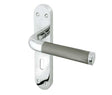 This is an image showing the Frelan - Twin Standard Lever Lock Handles on Backplates - Polished Chrome/Satin available to order from T.H. Wiggans Ironmongery in Kendal