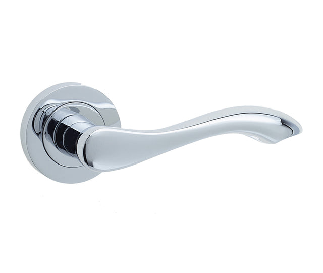 This is an image showing the Frelan - Gamma Levers on Round Rose - Polished Chrome available to order from T.H. Wiggans Ironmongery in Kendal