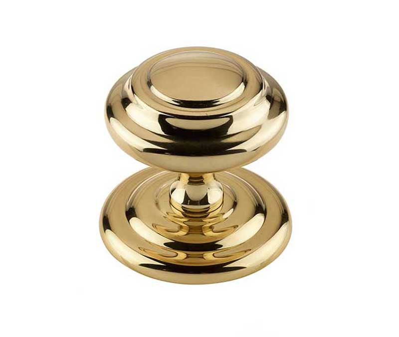 This is an image showing the Frelan - Sloane Centre Door Knob - Polished Brass available to order from T.H. Wiggans Ironmongery in Kendal