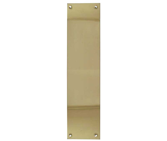 This is an image showing the Frelan - Plain Plate Finger Plate 75x305mm - Polished Brass available to order from T.H. Wiggans Ironmongery in Kendal