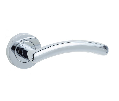 This is an image showing the Frelan - Mailand Levers on Round Rose - Polished Chrome available to order from T.H. Wiggans Ironmongery in Kendal